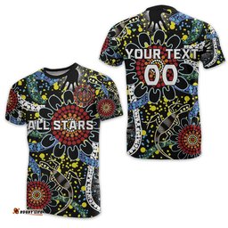 custom personalised australia indigenous rugby t shirt all stars sporty style custom text and number