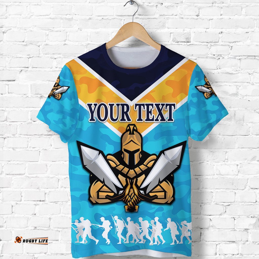 custom personalised gold coast t shirt titans gladiator anzac vibes