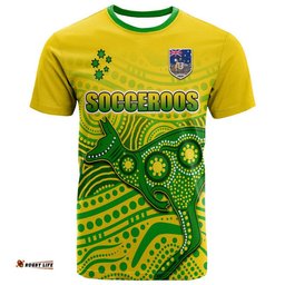 custom personalised australia aboriginal soccer t shirt kangaroo socceroos art style