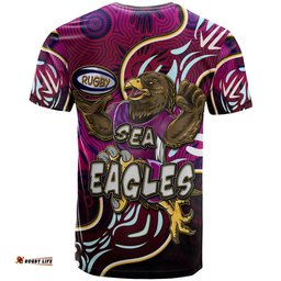 Amazing Aussie Australia Sea Eagles T-Shirt - Custom Eagles With Aboriginal Inspired Patterns Personalised Player And Number T-Shirt