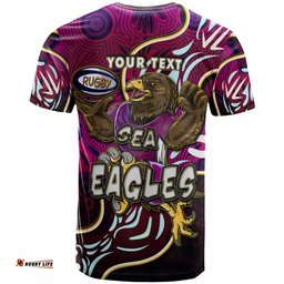 Amazing Aussie Australia Sea Eagles T-Shirt - Custom Eagles With Aboriginal Inspired Patterns Personalised Player And Number T-Shirt