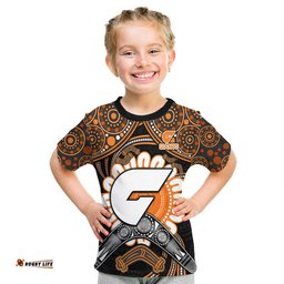 custom personalised giants football t shirt boomerang indigenous dots