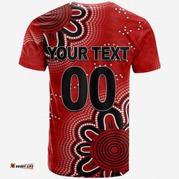 custom personalised and number renegades cricket t shirt aboriginal red