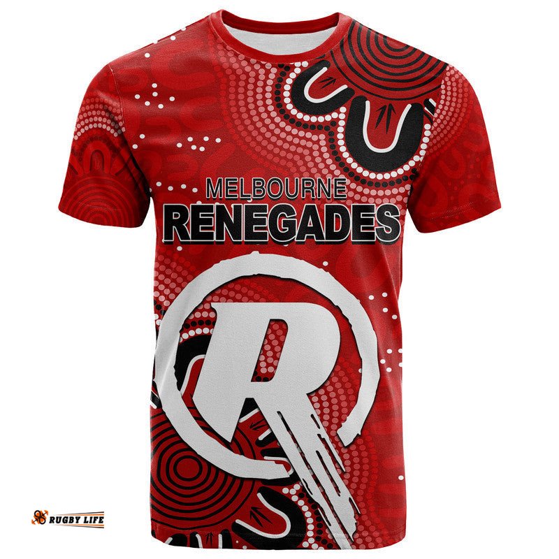 custom personalised and number renegades cricket t shirt aboriginal red