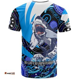 sharks rugby t shirt custom angry sharks rugby team with aboriginal dot painting player and number t shirt