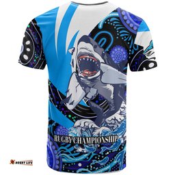 sharks rugby t shirt custom angry sharks rugby team with aboriginal dot painting player and number t shirt