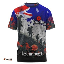 Amazing Aussie Australia T-Shirt - Custom Anzac Day Soldiers With Australia Flag Grunge Style