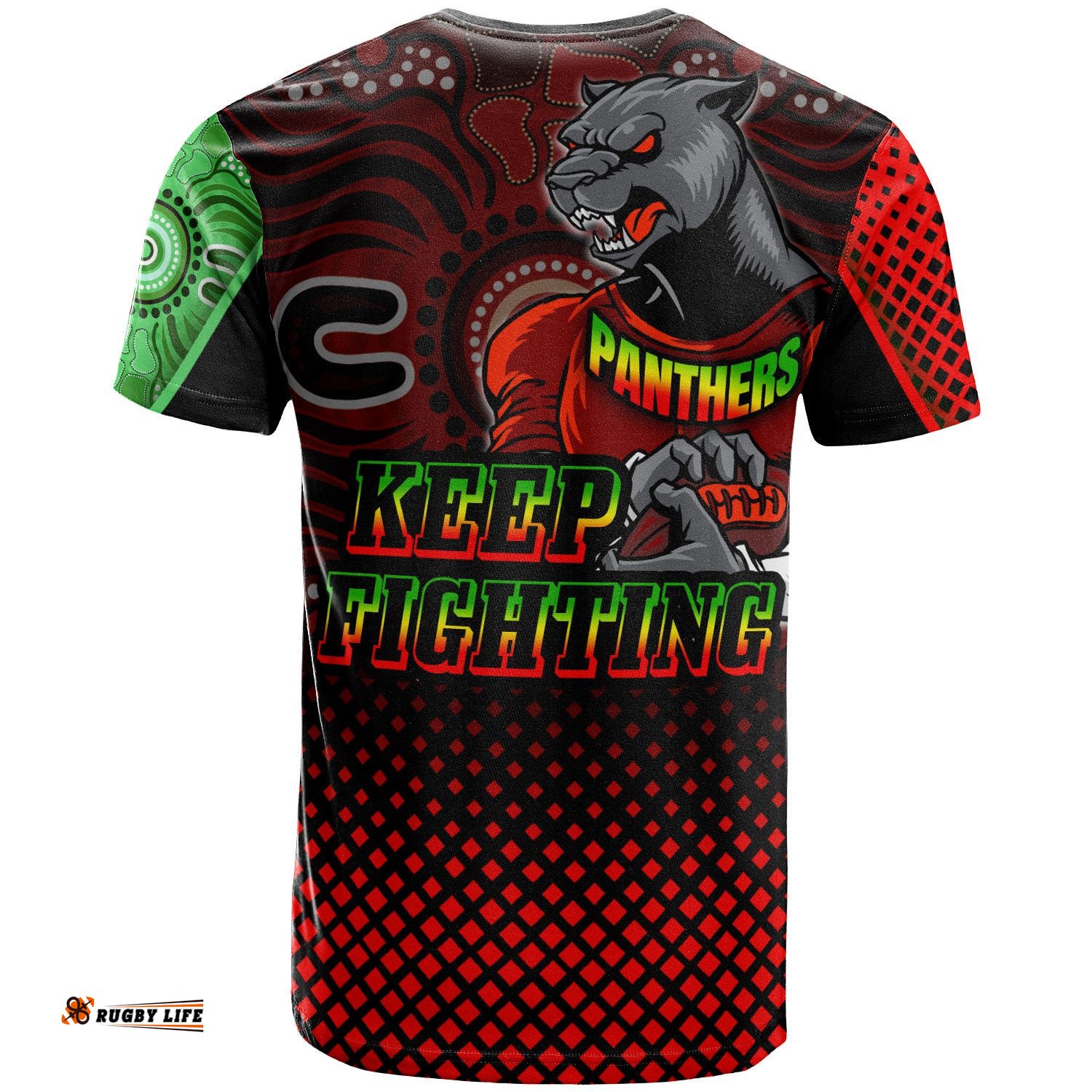 panthers rugby t shirt custom panthers keep fighting aboriginal patterns t shirt