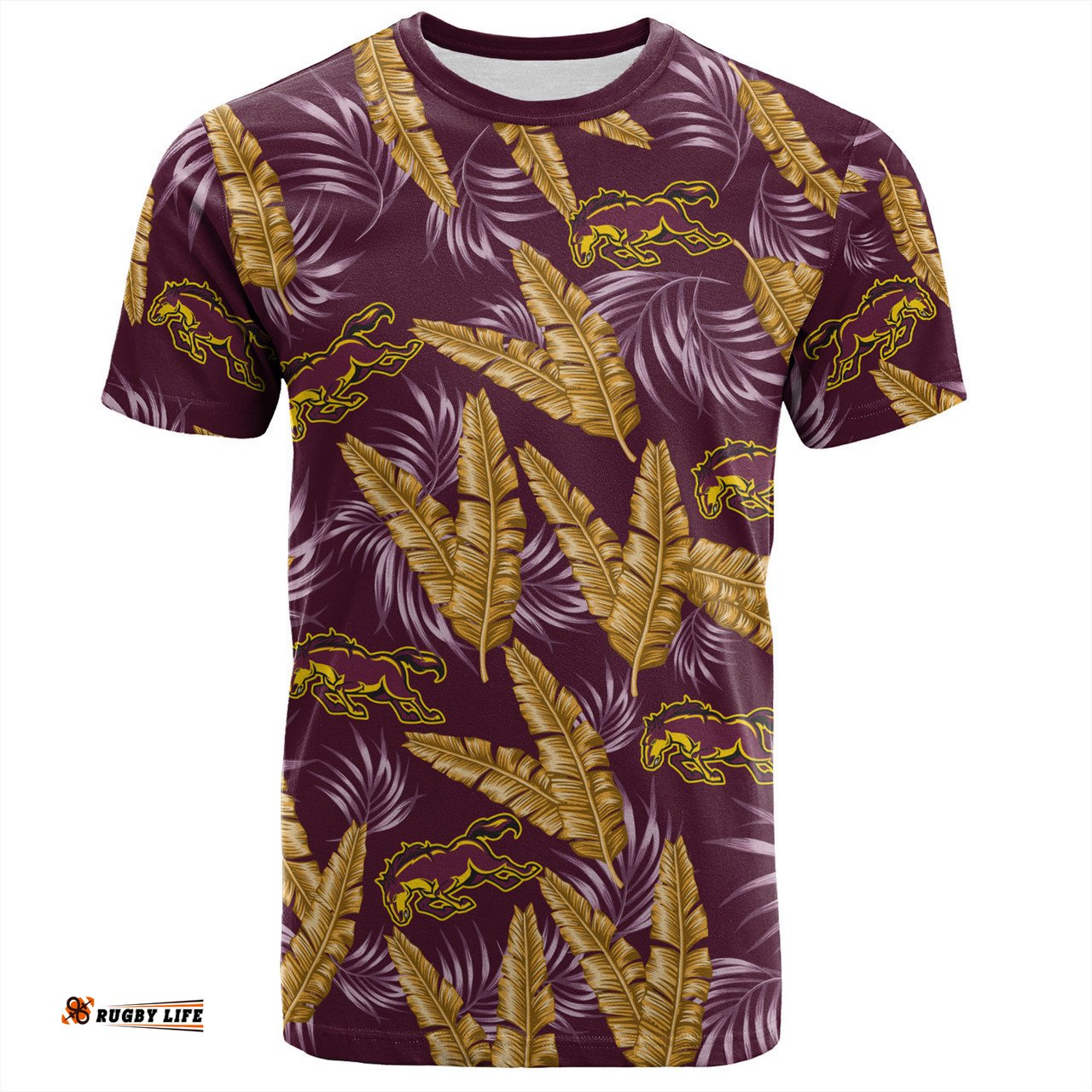 Amazing Aussie Brisbane Broncos Custom T-Shirt - Tropical Patterns Brisbane Broncos T-Shirt