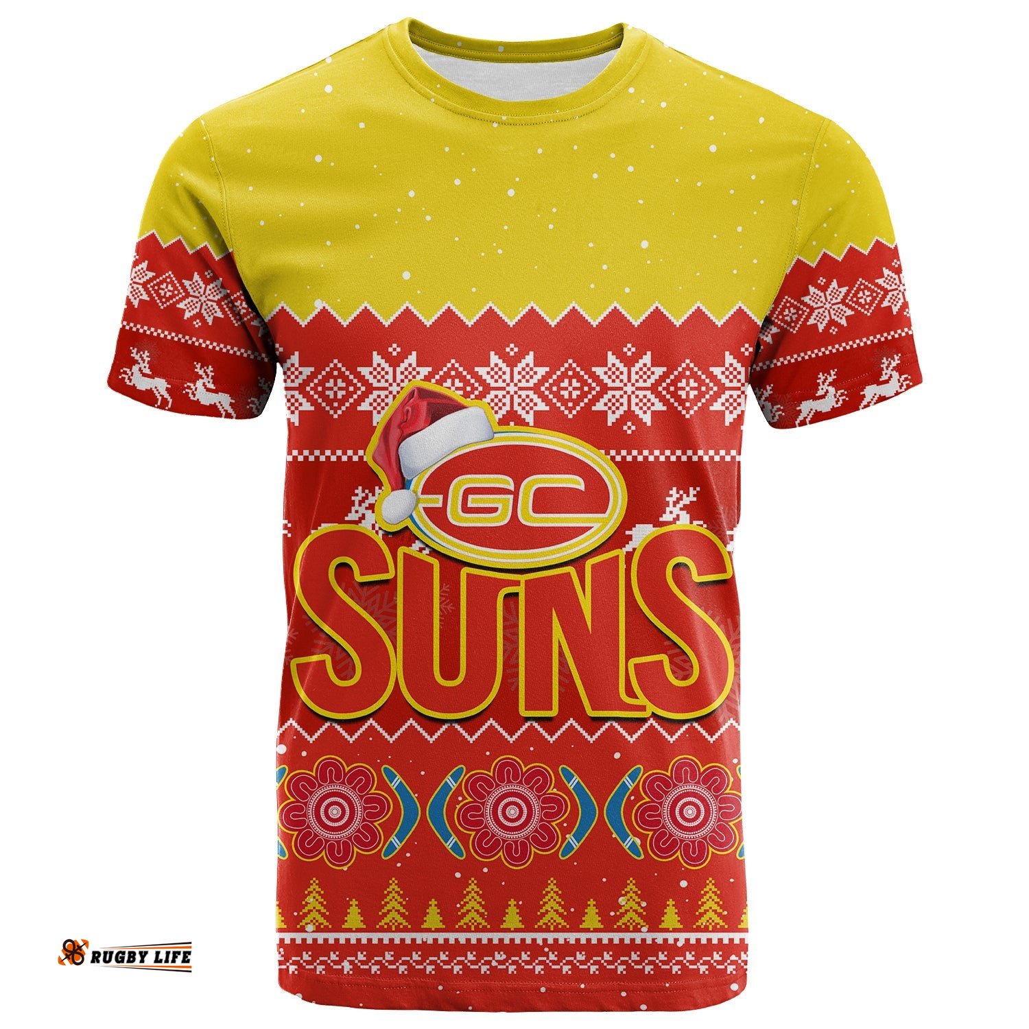 custom personalised gold coast football t shirt suns aboriginal merry christmas