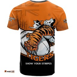 Amazing Aussie Wests Tigers T-Shirt - Wests Tigers Mascot With Australia Flag