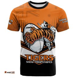 Amazing Aussie Wests Tigers T-Shirt - Wests Tigers Mascot With Australia Flag