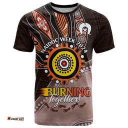 fire burning together naidoc 2024 t shirt indigenous art