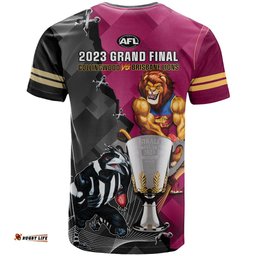 collingwood and lions football t shirt 2023 grand final magpies brisbane together