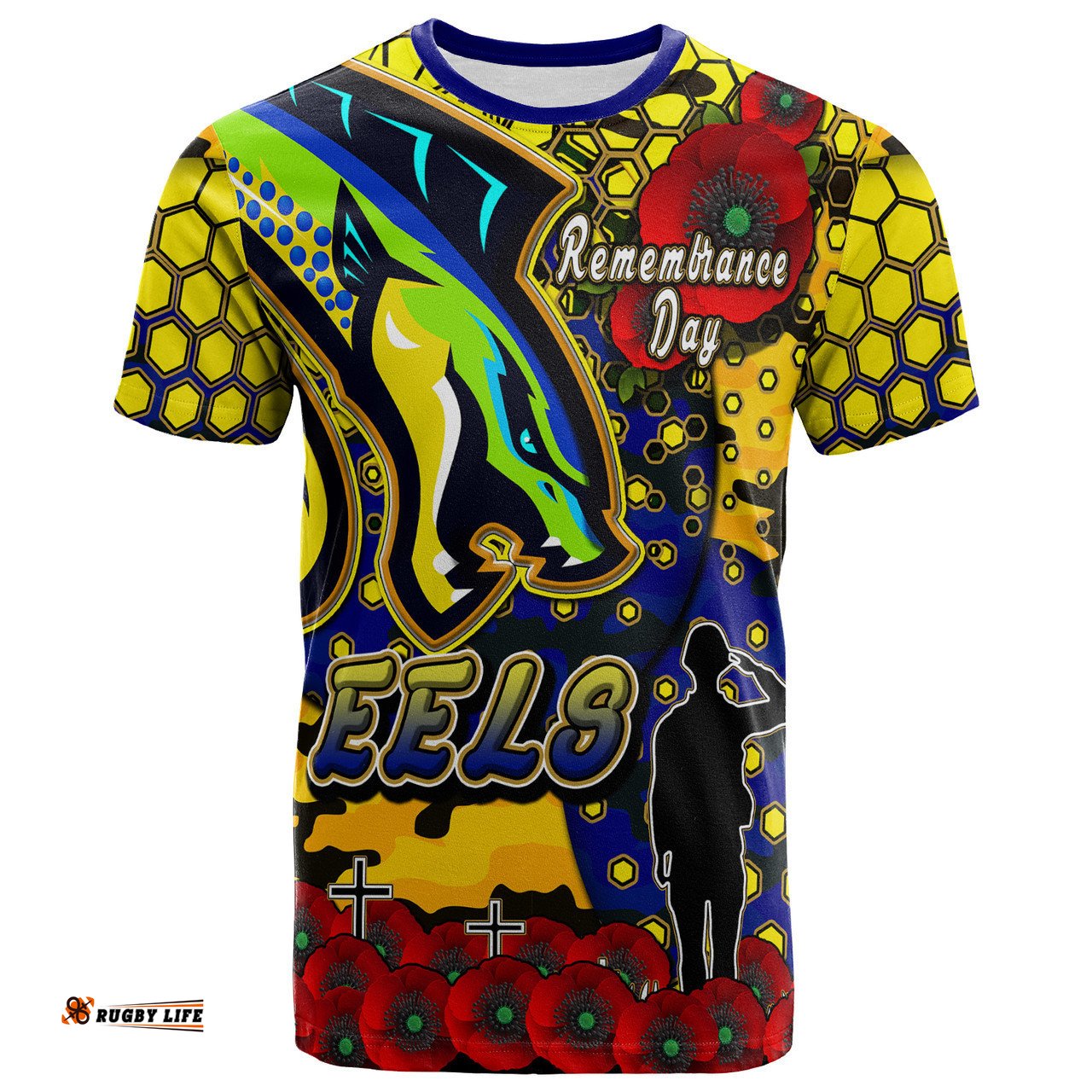 Amazing Aussie Parramatta Eels T-shirt - Custom Parramatta Eels Remembrance Day And Poppies T-shirt