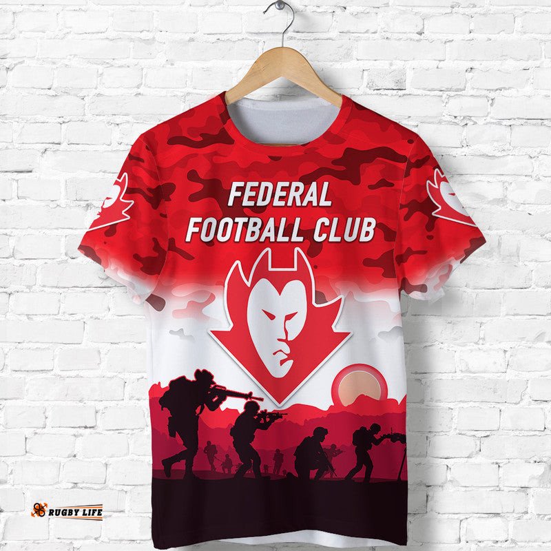 custom personalised federal football club anzac t shirt simple style