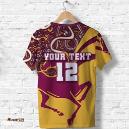 custom personalised brisbane broncos t shirt broncos indigenous style rainbow