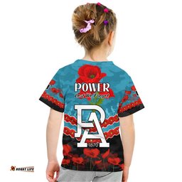 port adelaide power football anzac t shirt lest we forget