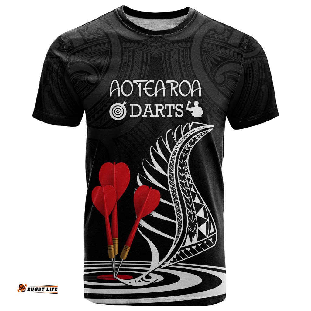 personalised new zealand darts t shirt aotearoa maori fern bring it on