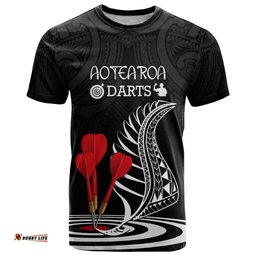 personalised new zealand darts t shirt aotearoa maori fern bring it on