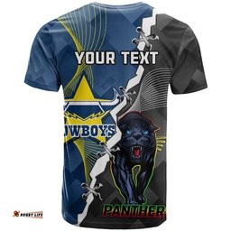 personalised panthers and cowboys rugby t shirt sporty version