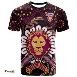 custom personalised brisbane lions football t shirt boomerang indigenous dots