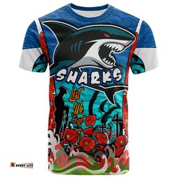 sharks rugby t shirt custom sharks lest we forget and poppies t shirt