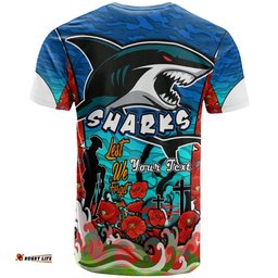 sharks rugby t shirt custom sharks lest we forget and poppies t shirt