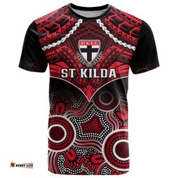 personalised st kilda football t shirt saints aboriginal mix polynesian pattern