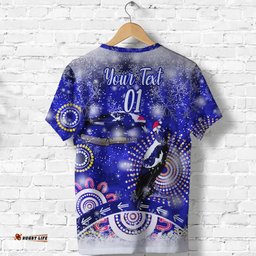 custom personalised australian magpies christmas t shirt original style blue