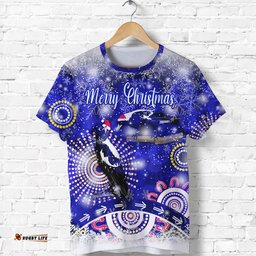 custom personalised australian magpies christmas t shirt original style blue