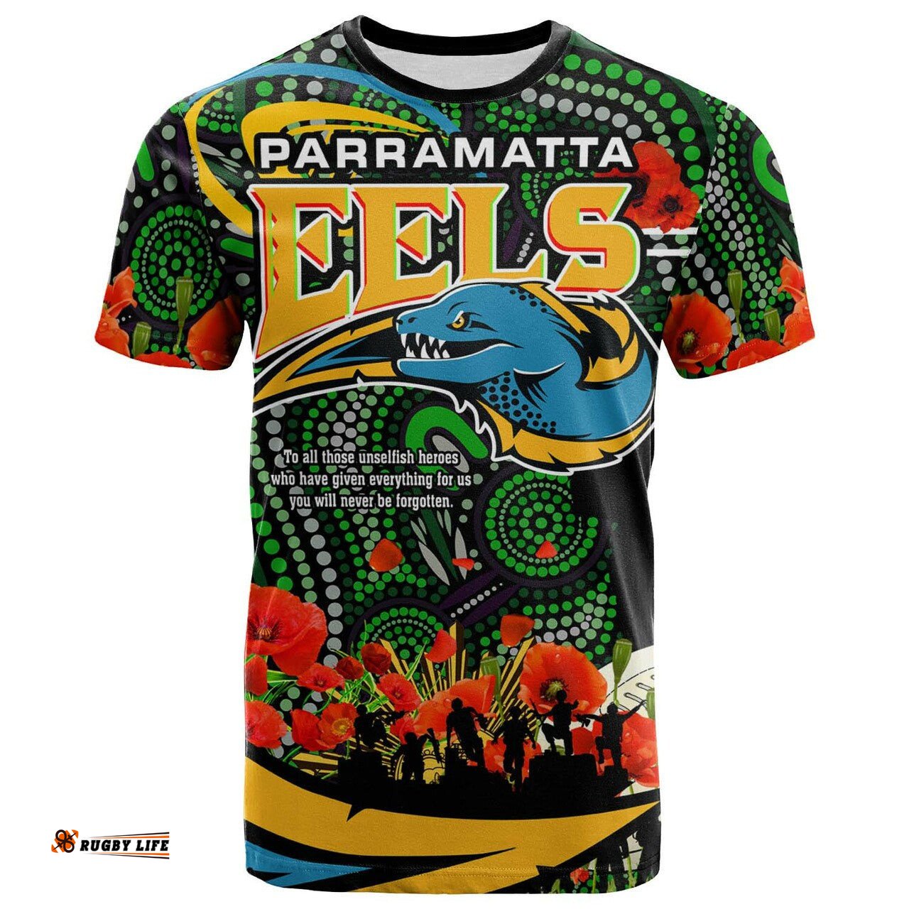 eels rugby t shirt custom anzac eels aboriginal with flower t shirt rlt13Amazing Aussie
