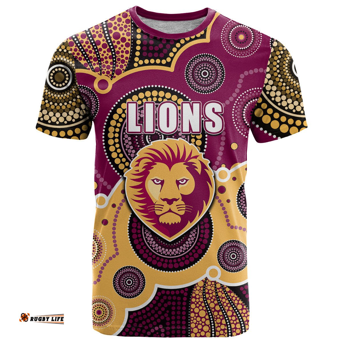 custom personalised and number lions afl t shirt aboriginal patterns