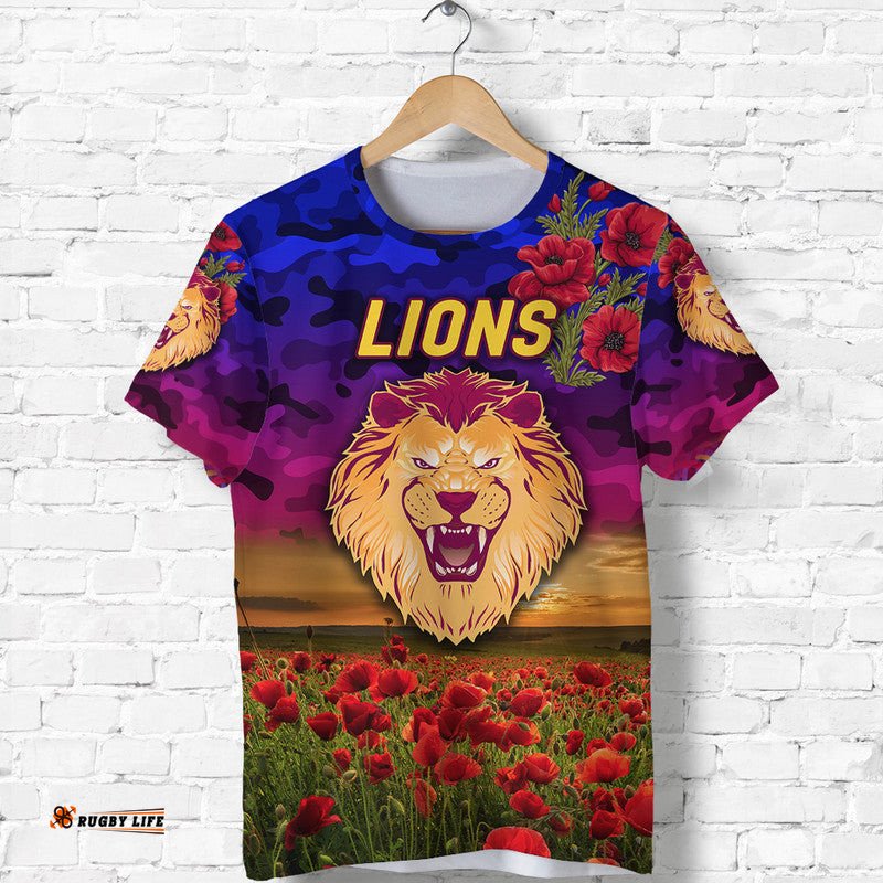 custom personalised brisbane lions anzac t shirt poppy vibes