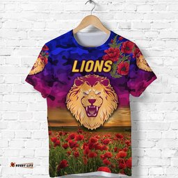 custom personalised brisbane lions anzac t shirt poppy vibes