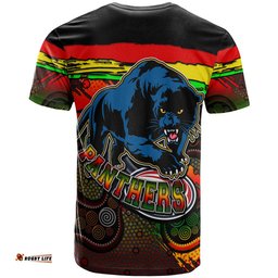 panthers rugby t shirt custom panther with aboriginal style of dot painting personalised player and number t shirt rlt14