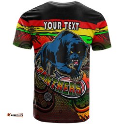 panthers rugby t shirt custom panther with aboriginal style of dot painting personalised player and number t shirt rlt14