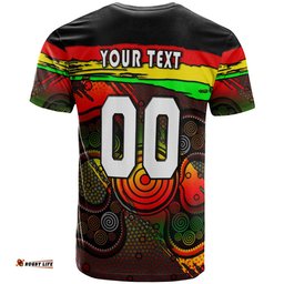 panthers rugby t shirt custom panther with aboriginal style of dot painting personalised player and number t shirt rlt14