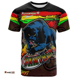 panthers rugby t shirt custom panther with aboriginal style of dot painting personalised player and number t shirt rlt14