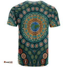 t shirt aboriginal green dot painting with earth