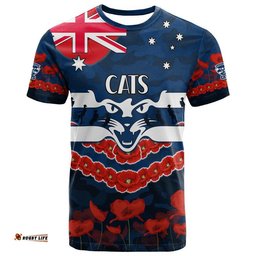 custom personalised cats football anzac t shirt lest we forget