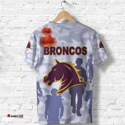 custom personalised brisbane broncos t shirt anzac day camouflage vibes purple