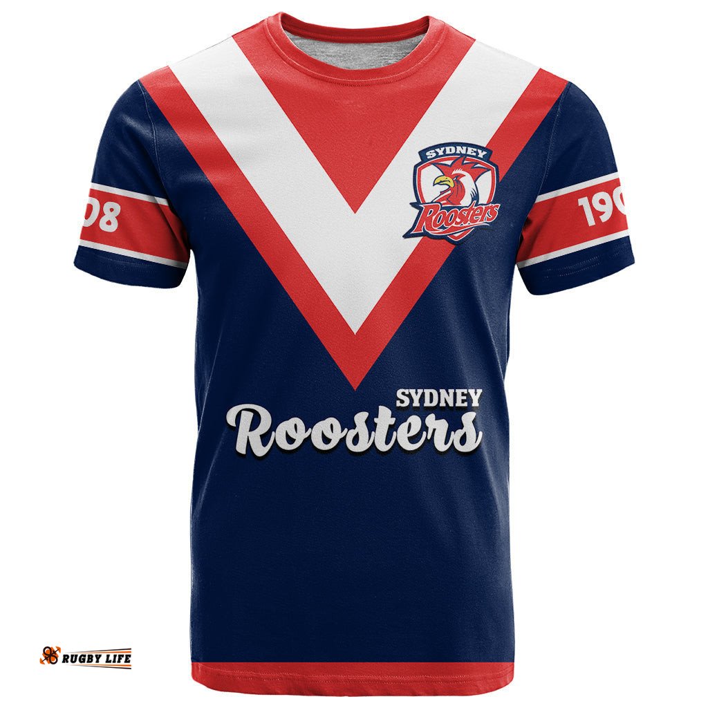 personalised roosters rugby t shirt tricolours 1908 sporty version