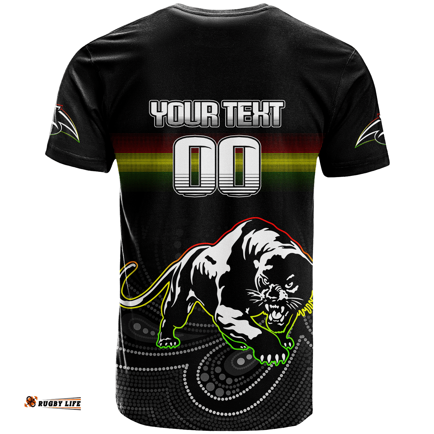 custom personalised black panthers rugby league aboriginal t shirt