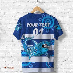 custom personalised east fremantle football club t shirt sharks indigenous version custom text and number