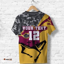 custom personalised brisbane broncos t shirt anzac day camo style