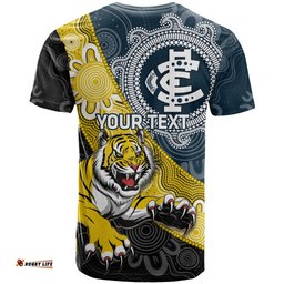 personalised richmond and carlton football t shirt tigers bluestogether aboriginal art