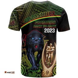 panthers rugby t shirt go premiers back to back polynesian indigenous art