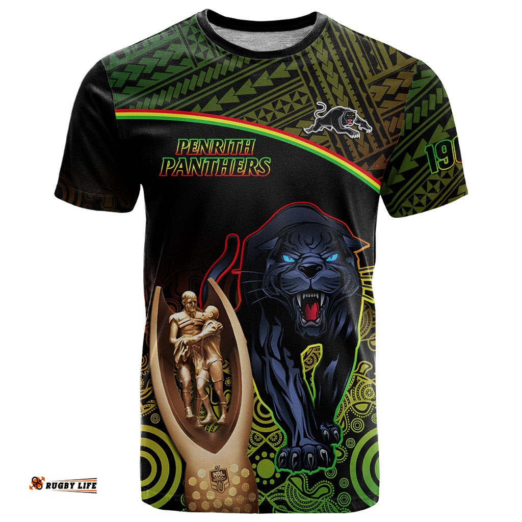 panthers rugby t shirt go premiers back to back polynesian indigenous art