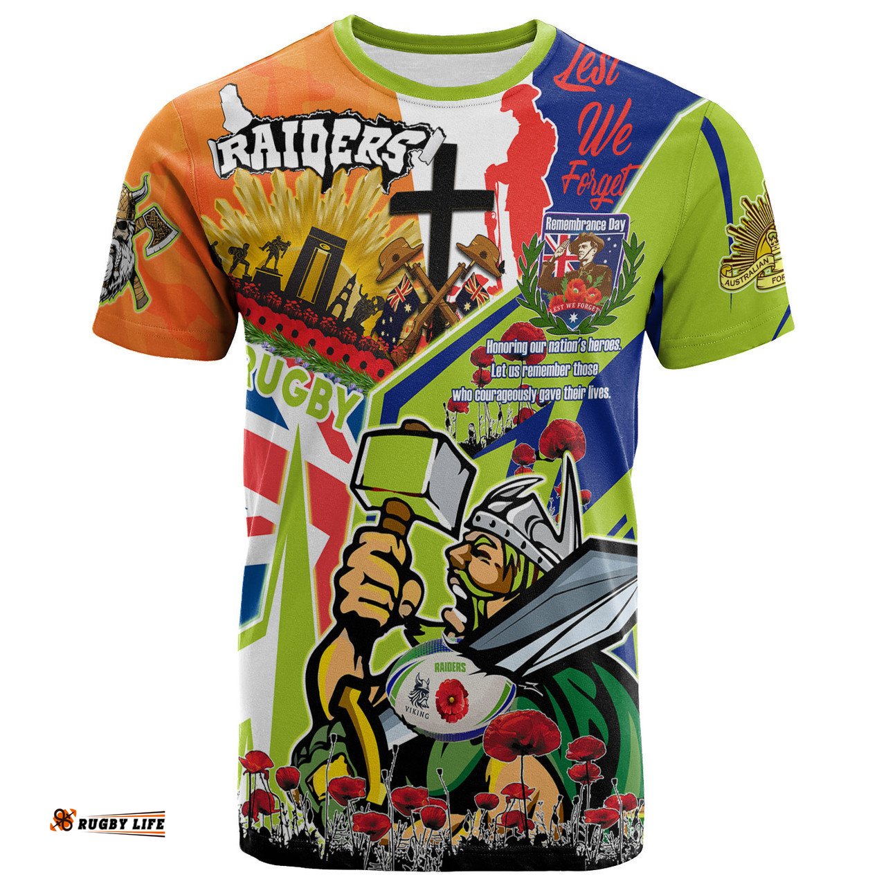 Amazing Aussie Canberra Raiders T-shirt - Custom Remembrance Canberra Raiders Anzac Quote With Poppy And Rosemary T-shirt
